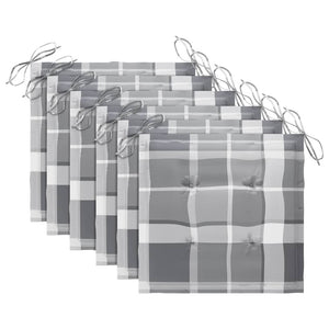 Sedie Giardino Cuscini Motivo Quadri Grigio 6pz Massello Teak 3062555