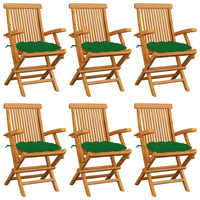 Sedie da Giardino con Cuscini Verdi 6 pz in Massello di Teak cod mxl 7186