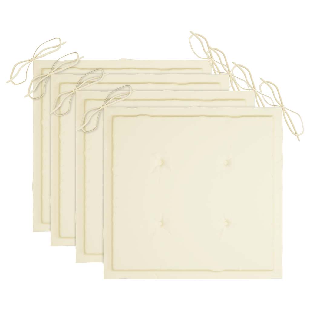 Sedie da Giardino con Cuscini Crema 4 pz Massello di Teak 3062570