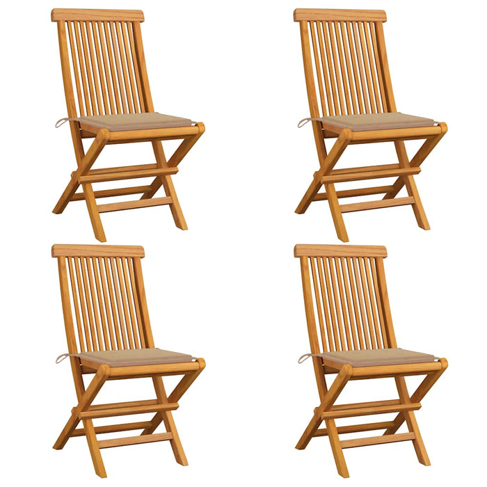 Sedie da Giardino con Cuscini Beige 4 pz Massello di Teak cod mxl 75940