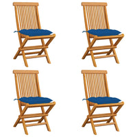 Sedie da Giardino con Cuscini Blu 4 pz Massello di Teak cod mxl 8058