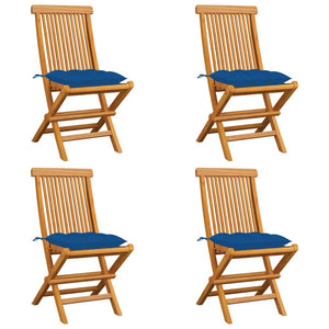 Sedie da Giardino con Cuscini Blu 4 pz Massello di Teak cod mxl 8058