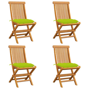 Sedie da Giardino Cuscini Verde Brillante 4 pz Massello di Teak cod mxl 45594