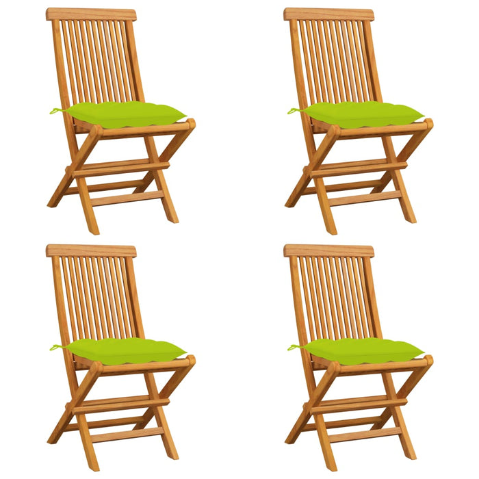 Sedie da Giardino Cuscini Verde Brillante 4 pz Massello di Teak cod mxl 45594