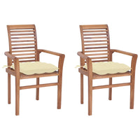 Sedie da Giardino 2 pz e Cuscini Bianco Crema Massello di Teak cod mxl 13619