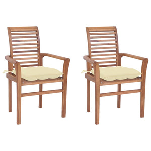 Sedie da Giardino 2 pz e Cuscini Bianco Crema Massello di Teak cod mxl 13619