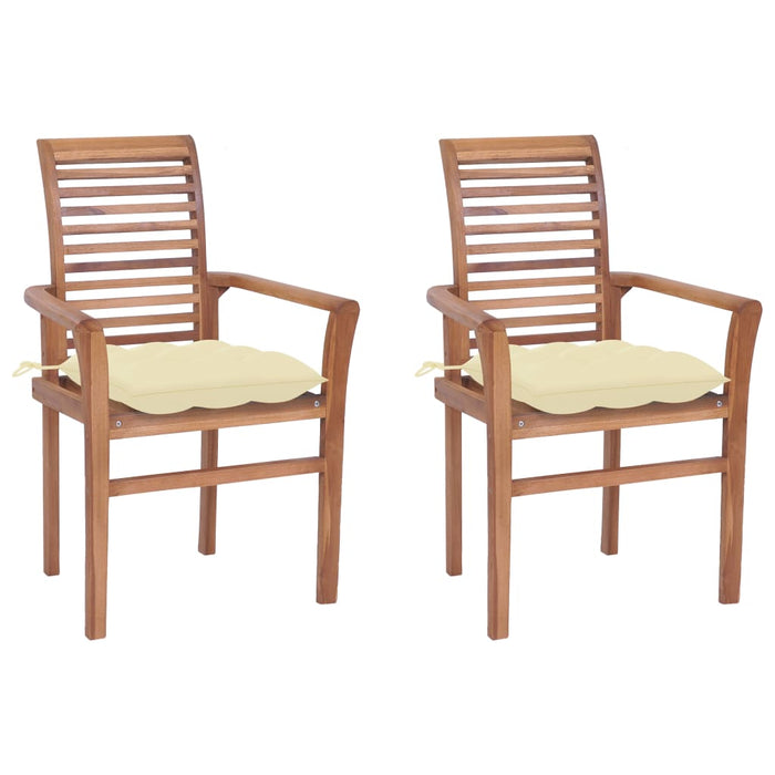 Sedie da Giardino 2 pz e Cuscini Bianco Crema Massello di Teak cod mxl 13619