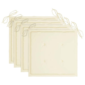 Sedie da Pranzo 4 pz con Cuscini Crema in Massello di Teak 3062624