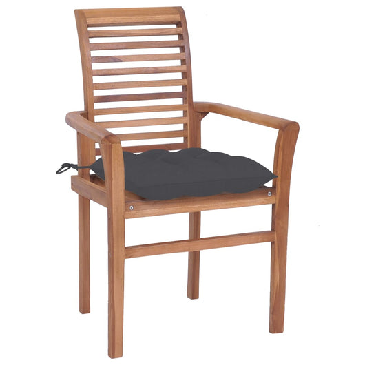 Sedie da Pranzo 4 pz con Cuscini Antracite in Massello di Teak 3062637