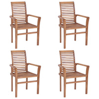 Sedie da Pranzo 4 pz con Cuscini Verdi in Massello di Teak 3062642