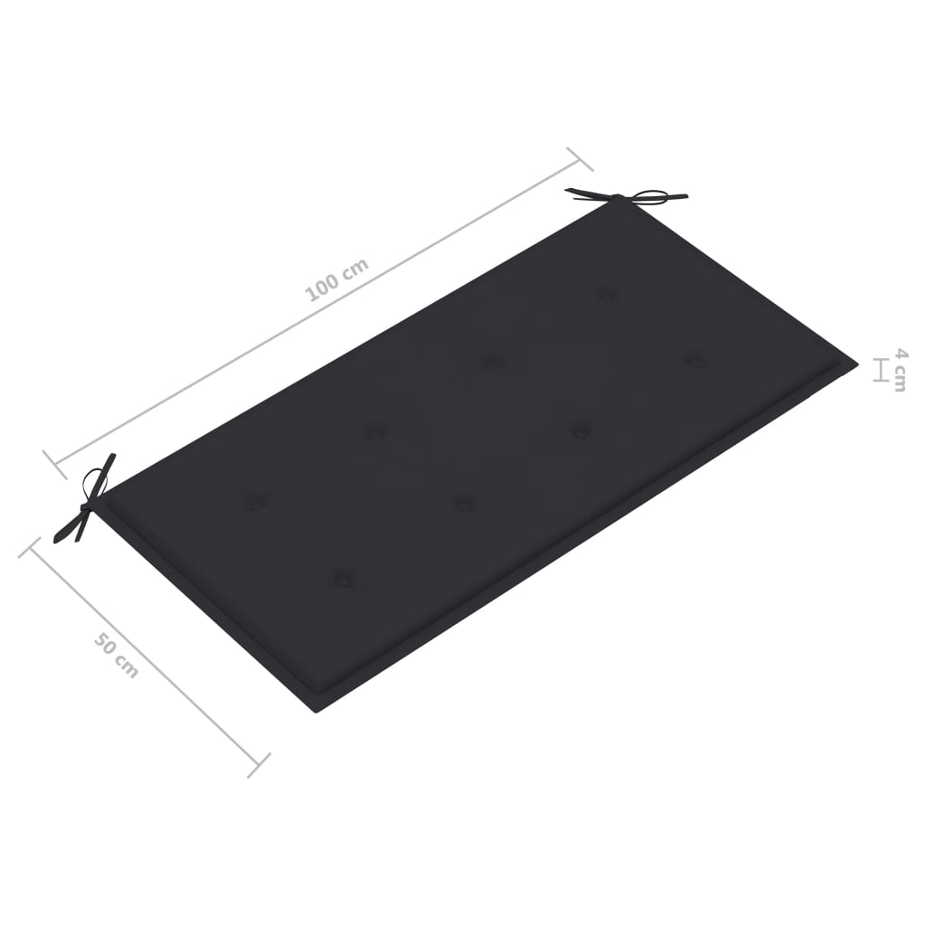 Panca da giardino arredo da esterno per terrazza e cuscino antracite 112 cm in legno massello di teak 02_0011711