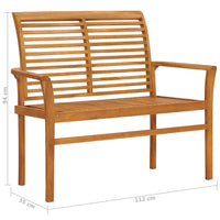 Panca da giardino mobili da giardino per esterni terrazza con cuscino blu 112 x 55 x 94 cm legno massello di teak 02_0011480