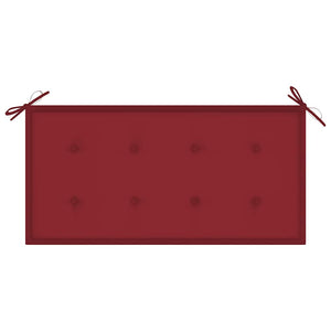 Panca da Giardino con Cuscino Rosso Vino 112 cm Legno di Teak