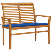 Panca da giardino mobili da giardino per esterni terrazza e cuscino blu reale 112 x 55 x 94 cm legno massello di teak 02_0011714