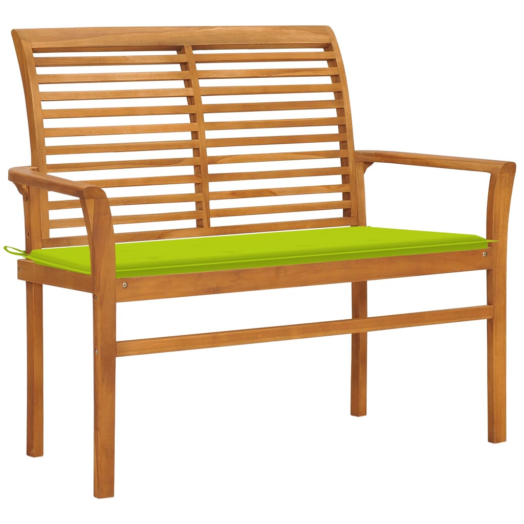 Panca da giardino mobili da giardino per esterni terrazza con cuscino verde brillante 112 x 55 x 94 cm legno massello di teak 02_0011568