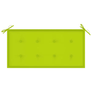 Panca da Giardino con Cuscino Verde Brillante 112 cm Legno Teak