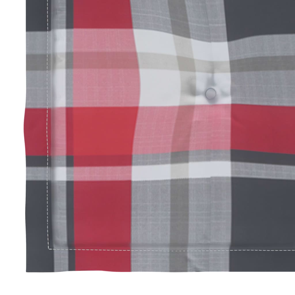 Sedie Giardino 2 pz con Cuscini Rossi a Quadri Massello di Teak