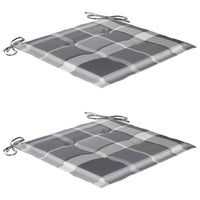 Sedie Giardino 2 pz con Cuscini Grigi a Quadri Legno di Teak