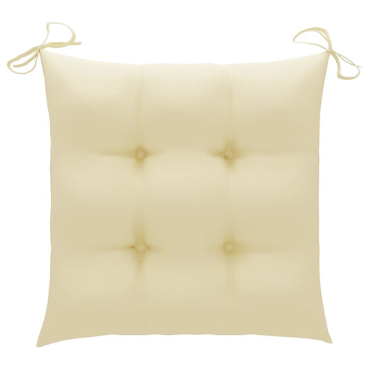 Sedia a Dondolo con Cuscino Bianco Crema in Legno di Teak 3062774