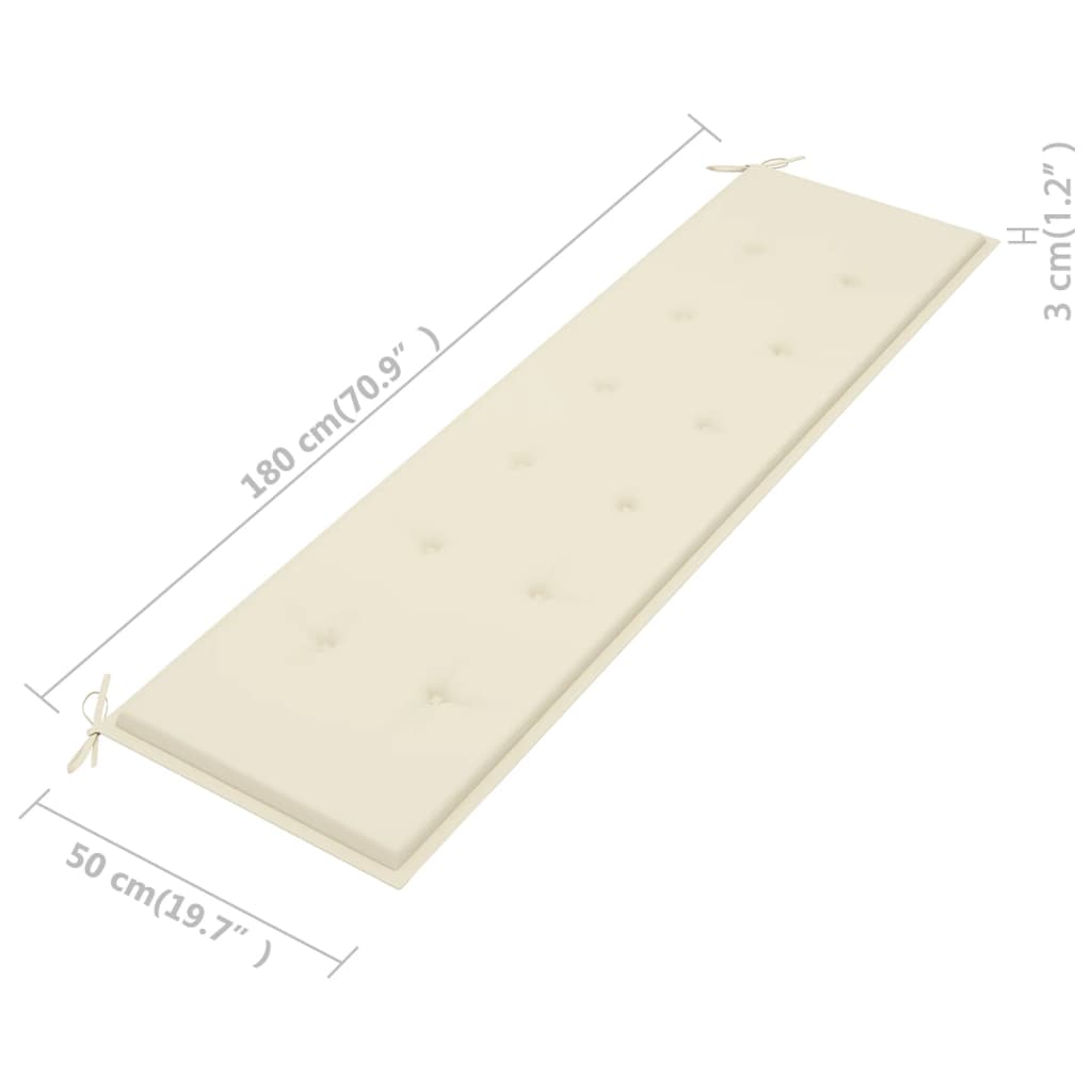vidaXL Panca da Giardino con Cuscino Crema 175 cm in Legno di Teak