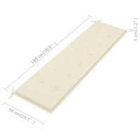vidaXL Panca da Giardino con Cuscino Crema 175 cm in Legno di Teak