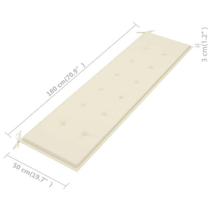 vidaXL Panca da Giardino con Cuscino Crema 175 cm in Legno di Teak