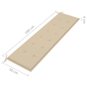 vidaXL Panca da Giardino con Cuscino Beige 175 cm in Legno di Teak