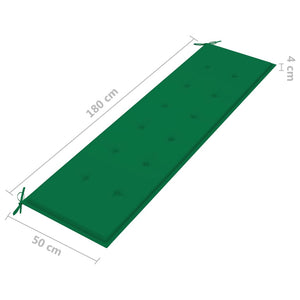vidaXL Panca da Giardino con Cuscino Verde 175 cm in Legno di Teak