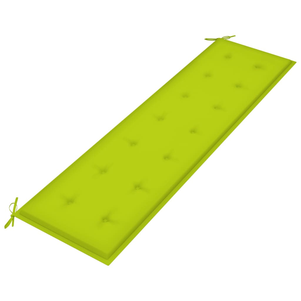 vidaXL Panca da Giardino Cuscino Verde Brillante 175 cm Legno di Teak