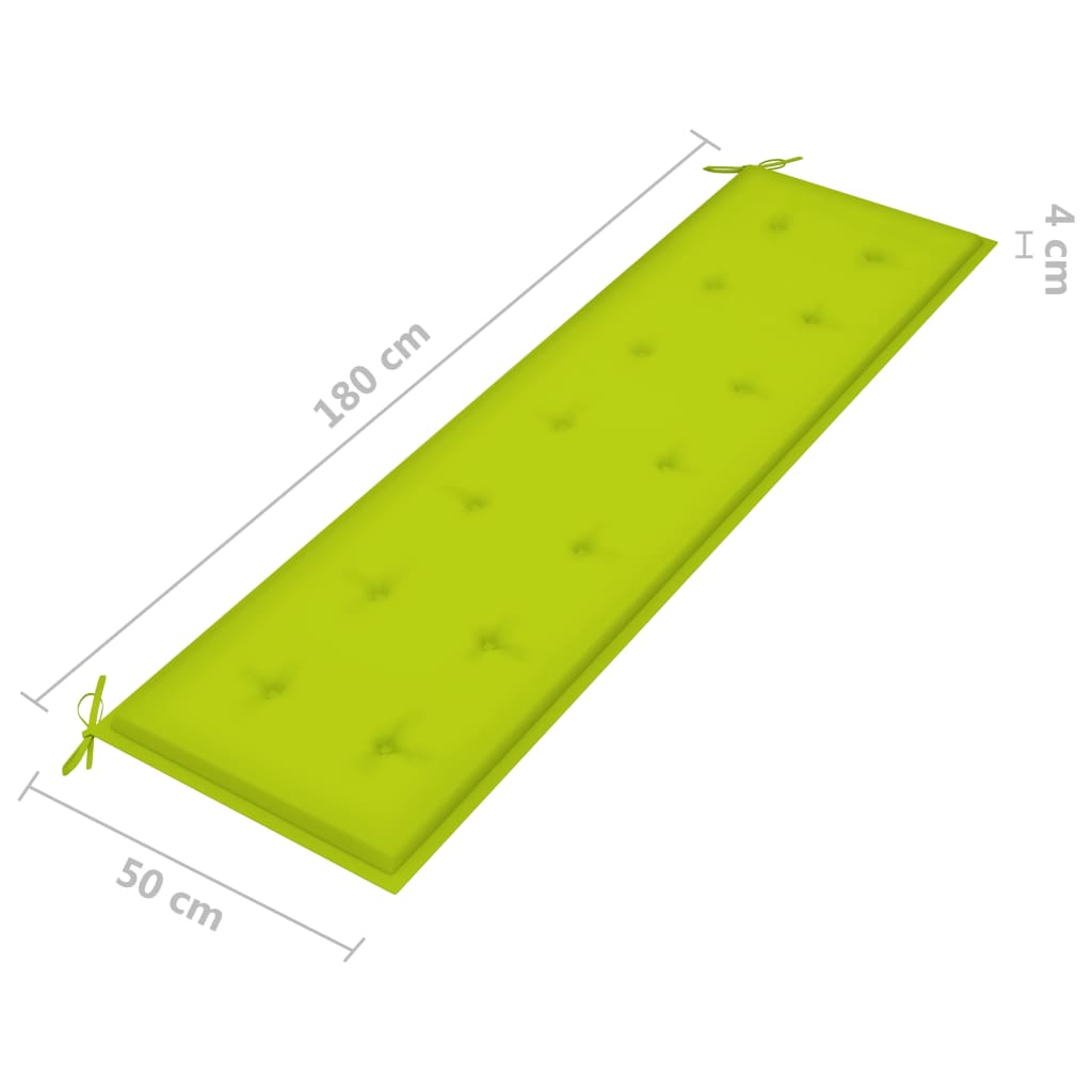 vidaXL Panca da Giardino Cuscino Verde Brillante 175 cm Legno di Teak