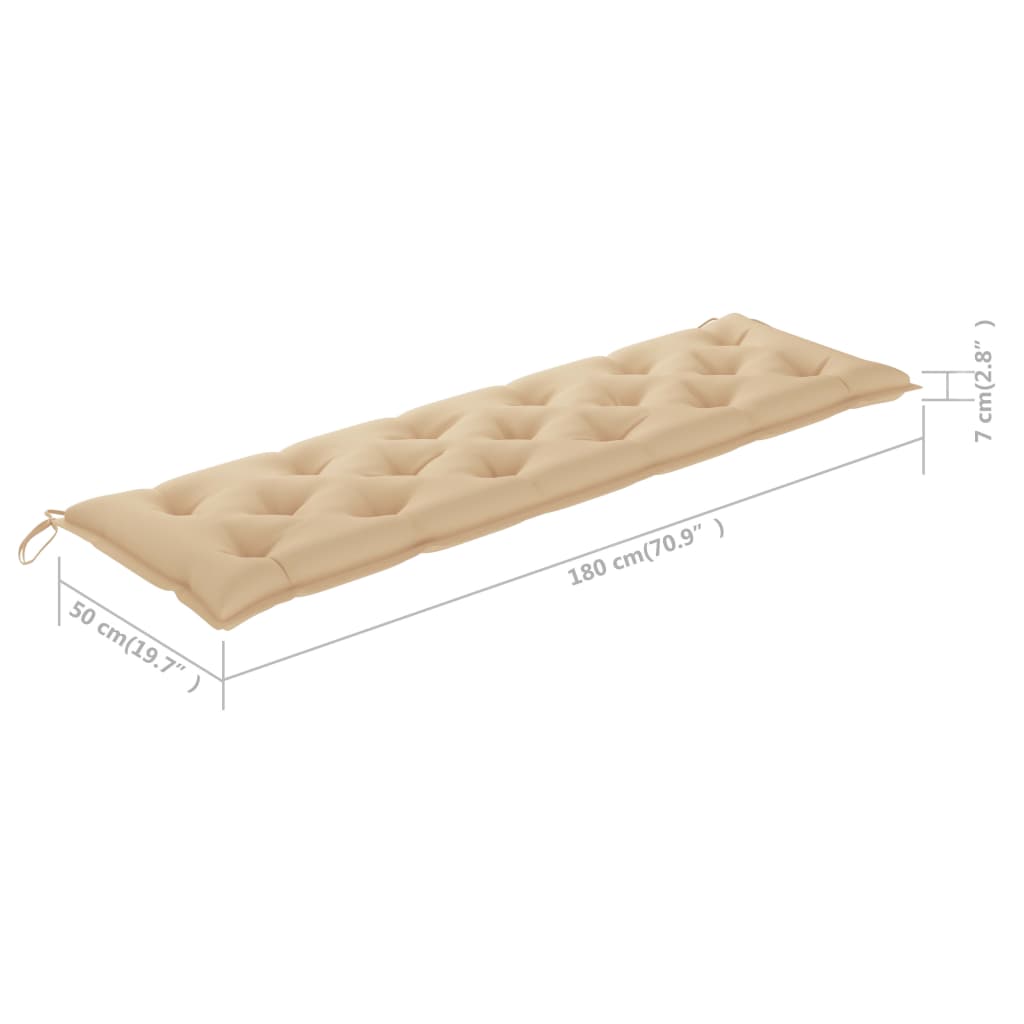 vidaXL Panca da Giardino con Cuscino Beige 175 cm Massello di Teak