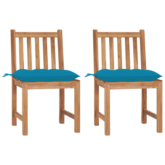 Sedie da Giardino 2 pz con Cuscini in Legno Massello di Teak cod mxl 17348