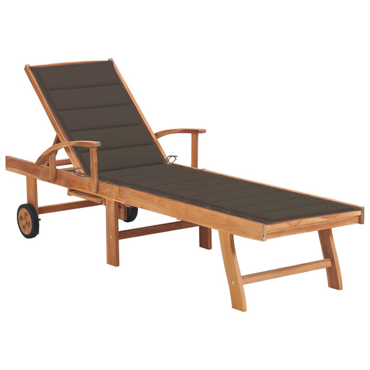 Sdraio sedia a sdraio lettino lettino da giardino 200 cm terrazza mobili da esterno con cuscino tortora legno massello di teak 02_0012536