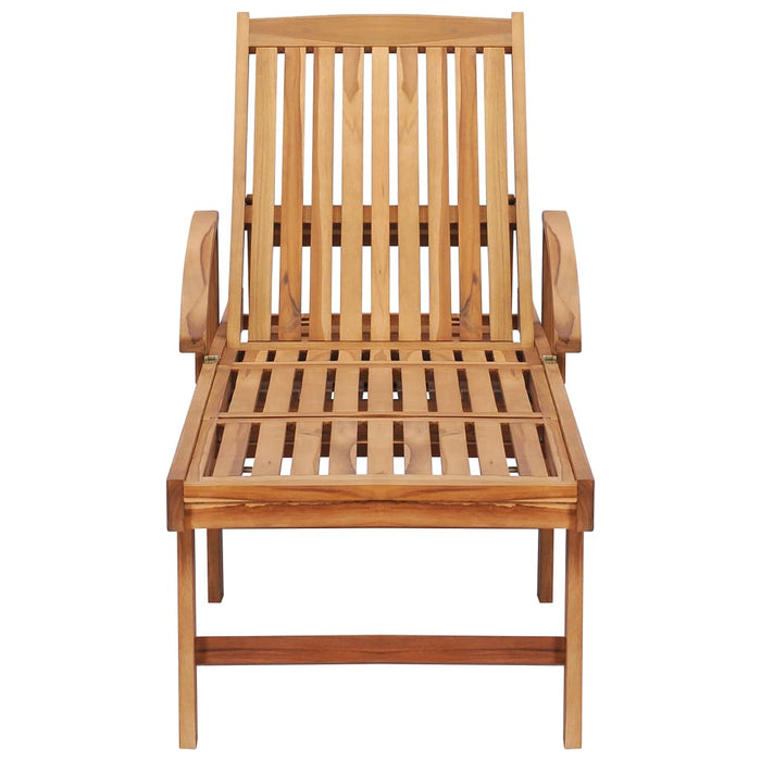 Lettino Prendisole con Tavolo e Cuscino in Massello di Teak