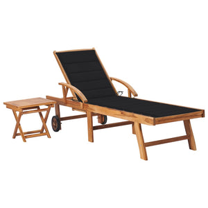 Lettino Prendisole con Tavolo e Cuscino in Massello di Teak cod mxl 7194