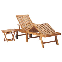 Lettino Prendisole con Tavolo e Cuscino in Massello di Teak cod mxl 8090
