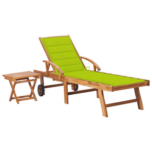 Lettino Prendisole con Tavolo e Cuscino in Massello di Teak cod mxl 17359