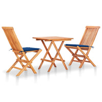 Set da Bistrot 3 pz con Cuscini Blu Reale in Massello di Teak cod mxl 40541