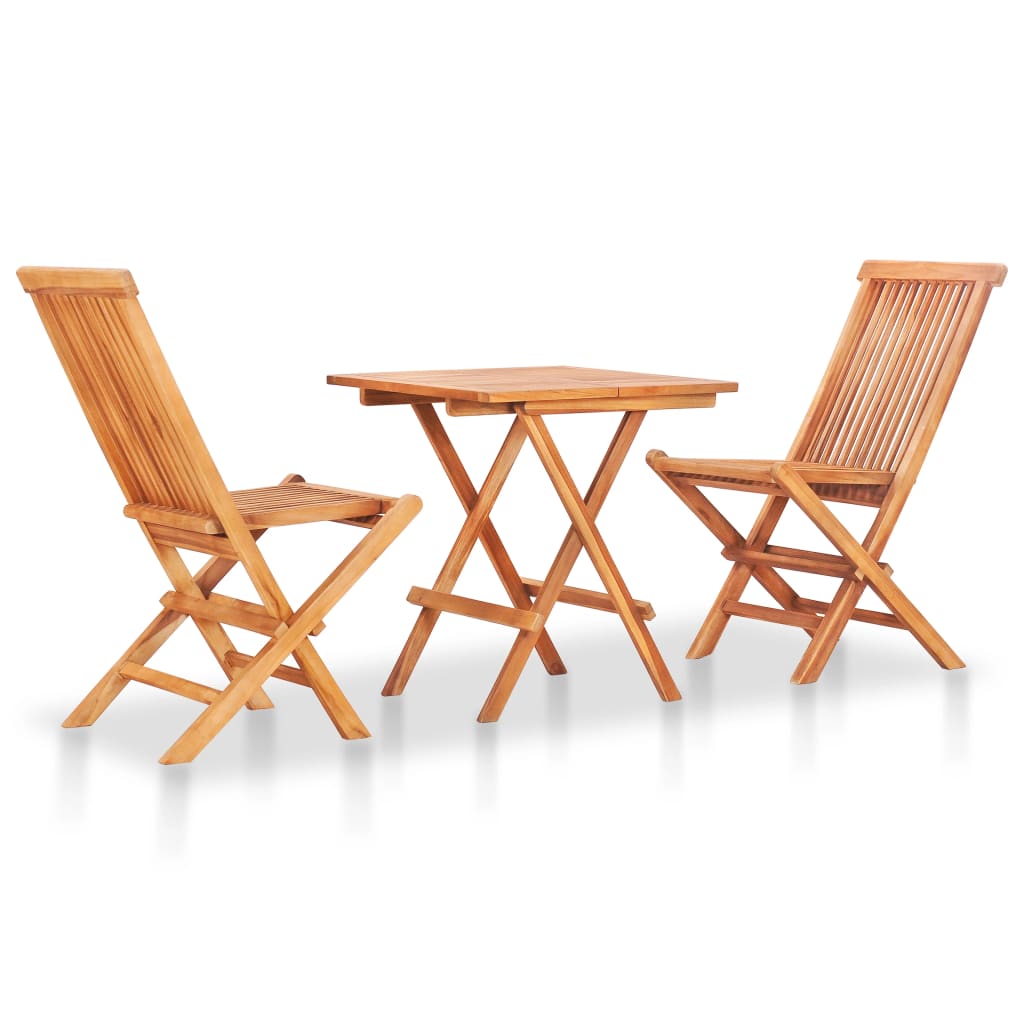 Set da Bistrot 3 pz con Cuscini Grigi in Legno Massello di Teak cod mxl 42272