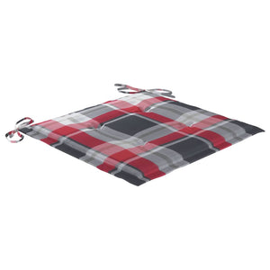 Sedie Giardino 2 pz con Cuscino Rosso a Quadri Massello di Teak 3063265