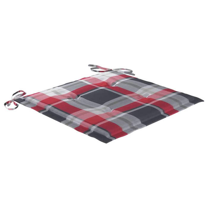 Sedie Giardino 2 pz con Cuscino Rosso a Quadri Massello di Teak 3063265