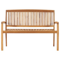 Panchina da Giardino Impilabile e Cuscino 128,5cm Teak Massello 3063284