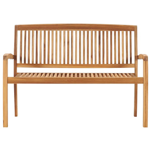 Panchina da Giardino Impilabile e Cuscino 128,5cm Teak Massello 3063284