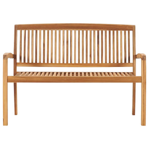 Panchina da Giardino Impilabile e Cuscino 128,5cm Teak Massello 3063285
