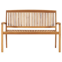 Panchina da Giardino Impilabile e Cuscino 128,5cm Teak Massello 3063286