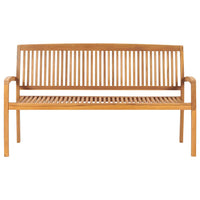 Panchina da Giardino Impilabile con Cuscino 159cm Teak Massello 3063308
