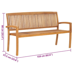 Panchina da Giardino Impilabile e Cuscino 159cm Teak Massello 3063315