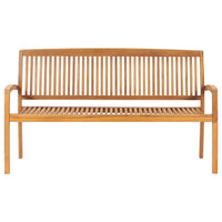 Panchina da Giardino Impilabile e Cuscino 159cm Teak Massello 3063318