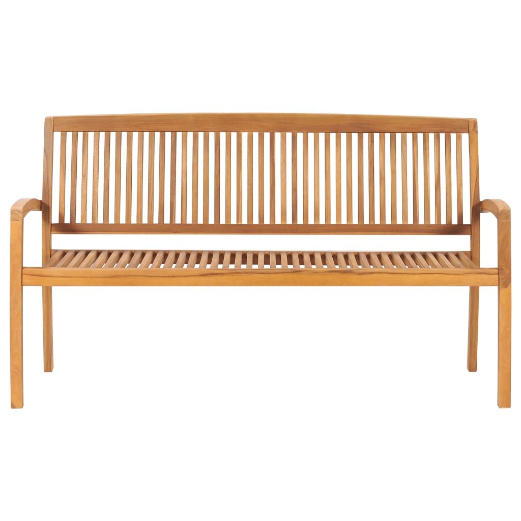 Panchina da Giardino Impilabile e Cuscino 159cm Teak Massello 3063328