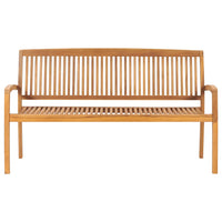 Panchina da Giardino Impilabile e Cuscino 159cm Teak Massello 3063328